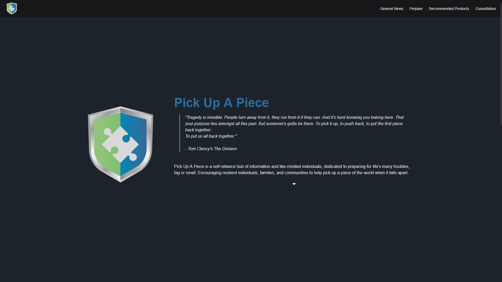 Pick up a piece landing page